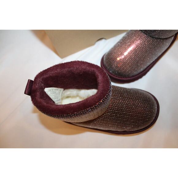 NIB UGG Classic Short Sequin Sparkle‎ Boots Toddler Burgundy - Picture 5 of 7